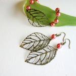 Pink Brass Leaf Bracelet 