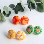 Fabric Stud Earrings - Set ..