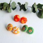 Fabric Stud Earrings - Set ..